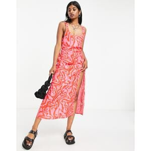 ASOS | Dresses | Asos Design Linen Blend Scoop Neck Heart Print Maxi Dress  | Poshmark